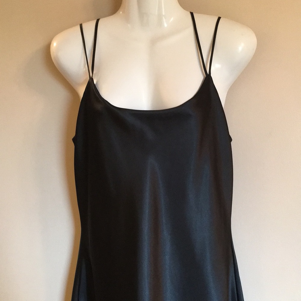 Gorgeous vintage black satin and chiffon full length nightgown!